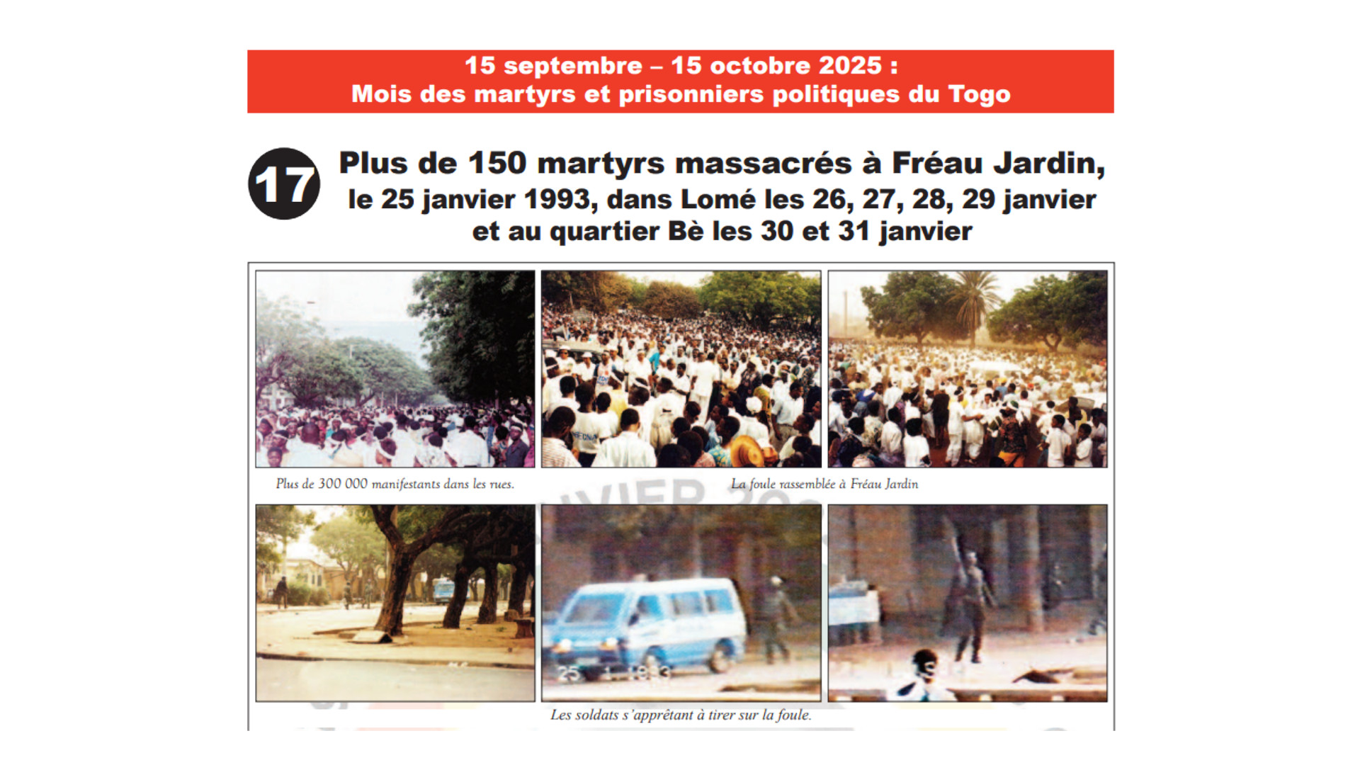 17- Plus de 150 martyrs massacrés à Fréau Jardin le 25 janvier