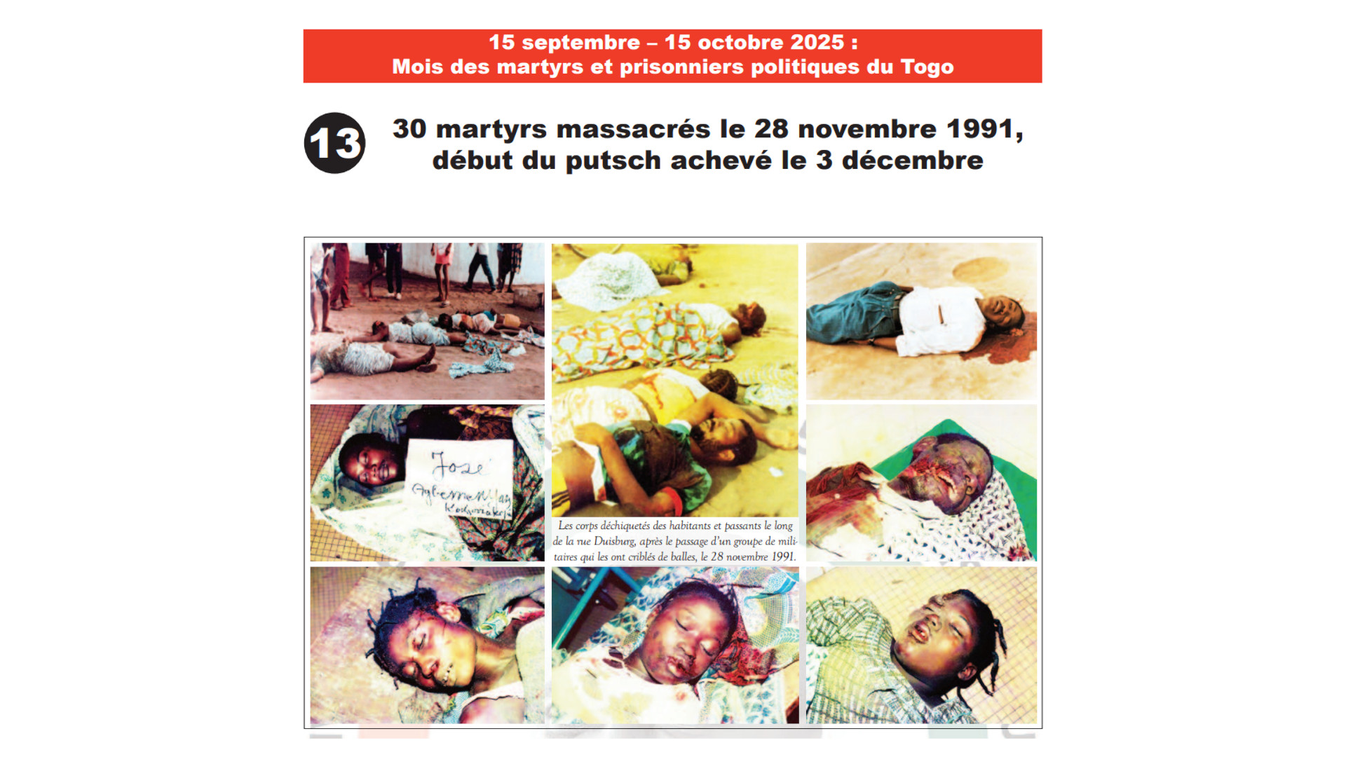 13- 30 martyrs massacrés le 28 novembre 1991
