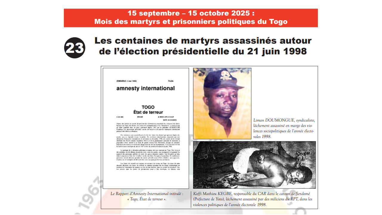 23 – Les centaines de martyrs de l’élection présidentielle du 21 juin 1998